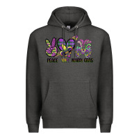 Charcoal Heather peace love mardi gras Premium Hoodie - CowGirlArtShop