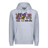 Heather Grey peace love mardi gras Premium Hoodie - CowGirlArtShop