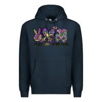 Navy peace love mardi gras Premium Hoodie - CowGirlArtShop
