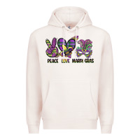 Pale Pink peace love mardi gras Premium Hoodie - CowGirlArtShop
