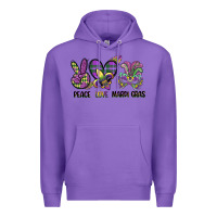 Purple peace love mardi gras Premium Hoodie - CowGirlArtShop