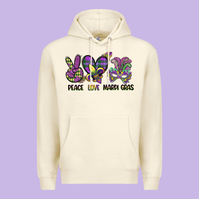 Peace Love Mardi Gras Premium Hoodie Designed By Cowgirlartshop