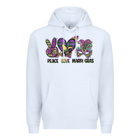 White peace love mardi gras Premium Hoodie - CowGirlArtShop
