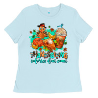 Baby Blue thanksgiving calories dont count Ladies Tee - AdoDesignShop