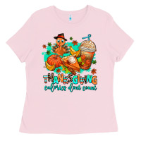Bubblegum Pink thanksgiving calories dont count Ladies Tee - AdoDesignShop