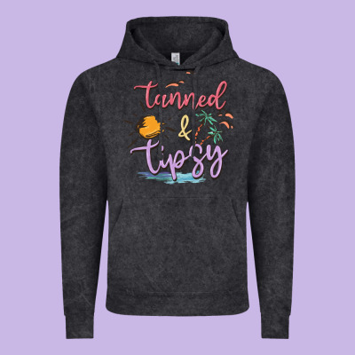 Tanned And Tipsy Vintage Hoodie Designed By Maliassmallbusiness