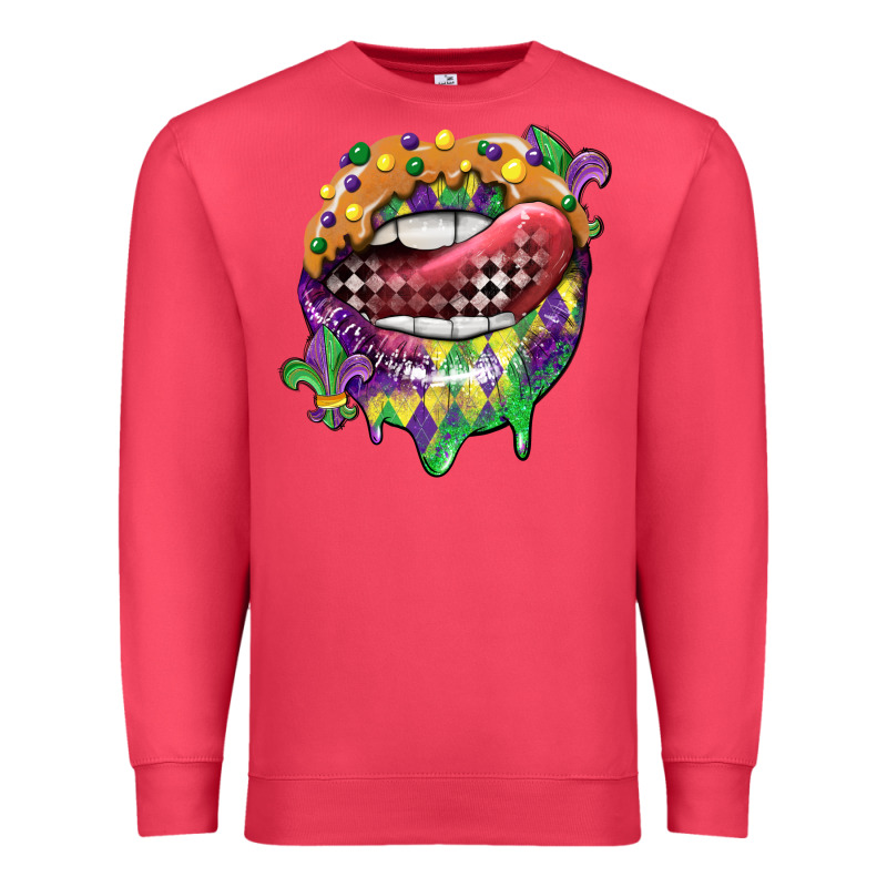 Mardi Gras Lips Premium Sweatshirt by CowGirlArtShop | Teevron