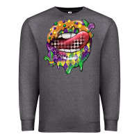 Charcoal Heather mardi gras lips Premium Sweatshirt - CowGirlArtShop