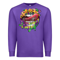 Purple mardi gras lips Premium Sweatshirt - CowGirlArtShop