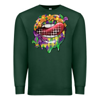 Sports Green mardi gras lips Premium Sweatshirt - CowGirlArtShop