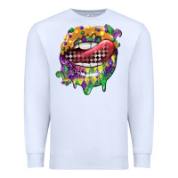 White mardi gras lips Premium Sweatshirt - CowGirlArtShop