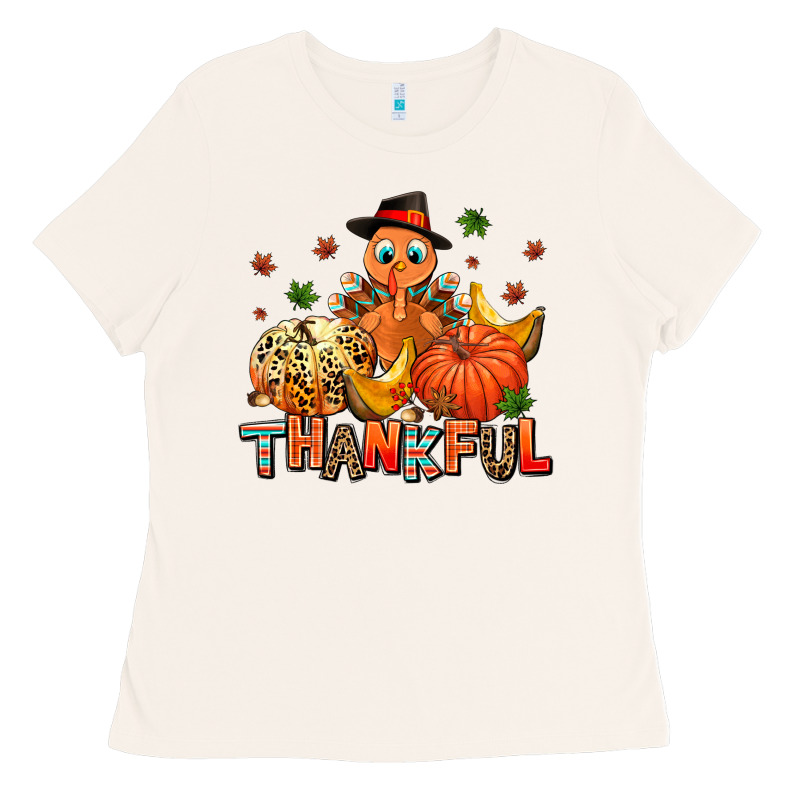 Thankful Pumpkins And Turkey Ladies Tee by AdoDesignShop | Teevron