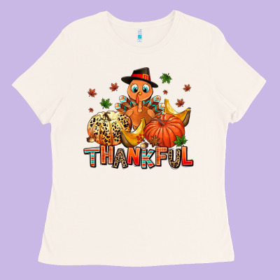 Thankful Pumpkins And Turkey Ladies Tee Designed By Adodesignshop