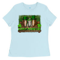 Baby Blue happy st. patrick's day horses with leprechaun hat and bandana Ladies Tee - RanaPortraitStore