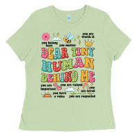 Matcha customized teacher dear tiny human behind me back Ladies Tee - JahusDesignShop