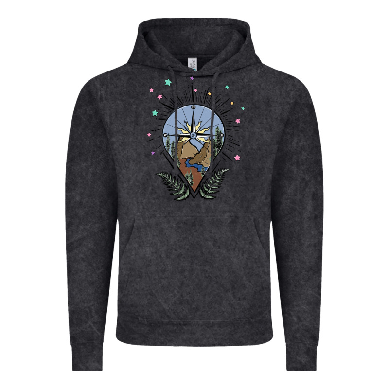 Compass With Mountain Vintage Hoodie by MaliasSmallBusiness | Teevron