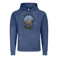 Vintage Denim compass with mountain Vintage Hoodie - MaliasSmallBusiness