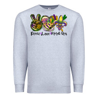 Heather Grey peace love mardi gras Premium Sweatshirt - CowGirlArtShop