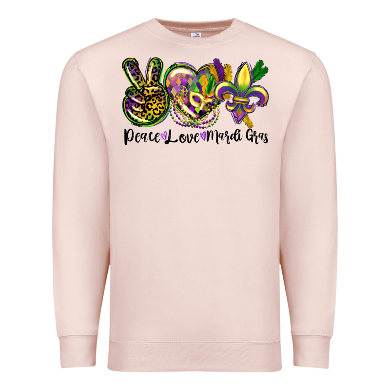 Peace Love Mardi Gras Premium Sweatshirt by CowGirlArtShop | Teevron
