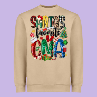 Santas Favorite Cma Nurse Heavyweight Sweatshirt Designed By Maliassmallbusiness
