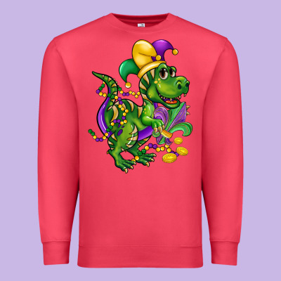 Mardi Gras Trex Premium Sweatshirt Designed By Cowgirlartshop