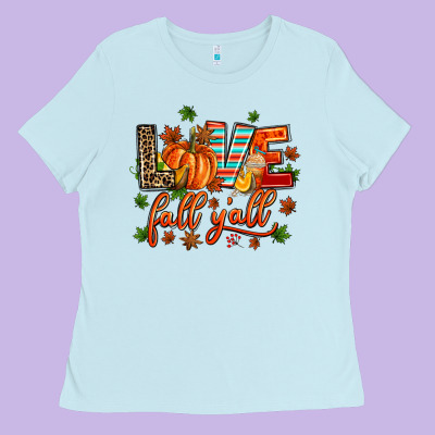 Love Fall  Yall Ladies Tee Designed By Adodesignshop