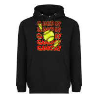 Black Game day softball lightning bolt Heavyweight Hoodie - HowdyJamesFarm