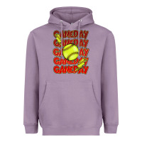 Lavender Game day softball lightning bolt Heavyweight Hoodie - HowdyJamesFarm