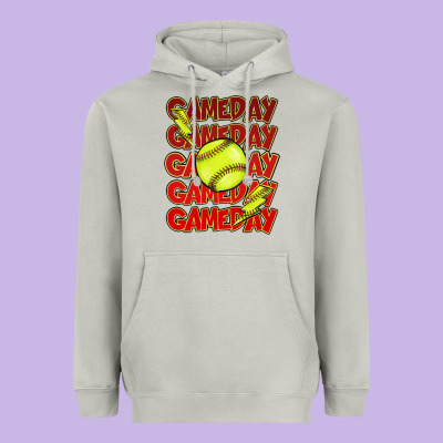 Game Day Softball Lightning Bolt Heavyweight Hoodie Designed By Howdyjamesfarm