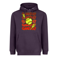 Plum Game day softball lightning bolt Heavyweight Hoodie - HowdyJamesFarm