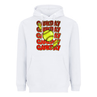 White Game day softball lightning bolt Heavyweight Hoodie - HowdyJamesFarm