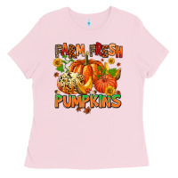 Bubblegum Pink farm fresh pupkins Ladies Tee - AdoDesignShop