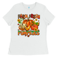 White farm fresh pupkins Ladies Tee - AdoDesignShop