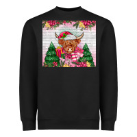 Black pink christmas cow Heavyweight Sweatshirt - MaliasSmallBusiness