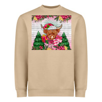 Mushroom pink christmas cow Heavyweight Sweatshirt - MaliasSmallBusiness