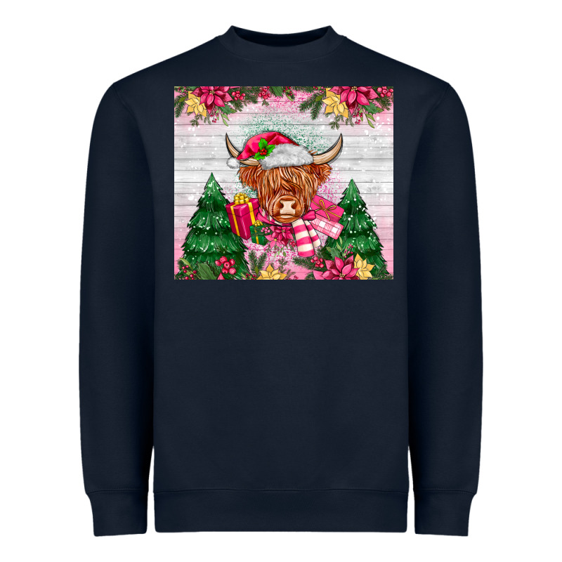 Pink Christmas Cow Heavyweight Sweatshirt by MaliasSmallBusiness | Teevron
