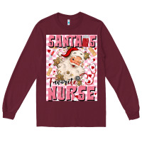 Burgundy santas favorite nurse Long Sleeve Tee - MaliasSmallBusiness