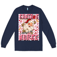 Navy santas favorite nurse Long Sleeve Tee - MaliasSmallBusiness