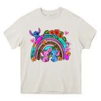 Cream stitch and lilo rainbow Heavy Core Tee - AdoDesignShop