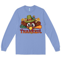Colony Blue western thankful thanksgiving turkey Long Sleeve Tee - NancyCooperArtShop