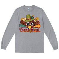 Heather Grey western thankful thanksgiving turkey Long Sleeve Tee - NancyCooperArtShop