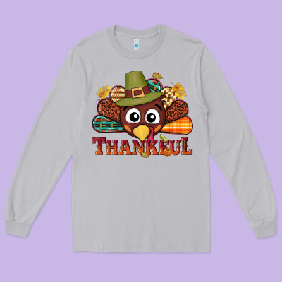 Western Thankful Thanksgiving Turkey Long Sleeve Tee Designed By Nancycooperartshop