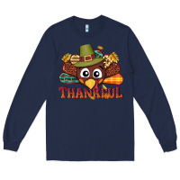 Navy western thankful thanksgiving turkey Long Sleeve Tee - NancyCooperArtShop