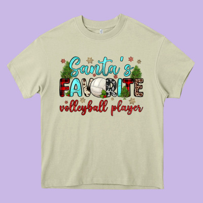 Santa S Favorite Volleyball Player Heavy Core Tee Designed By Jahusdesignshop