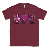 Burgundy peace love dance Classic Tee - MaliasSmallBusiness