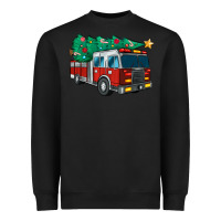 Black christmas fire truck Heavyweight Sweatshirt - MaliasSmallBusiness