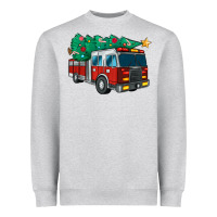 Heather Grey christmas fire truck Heavyweight Sweatshirt - MaliasSmallBusiness