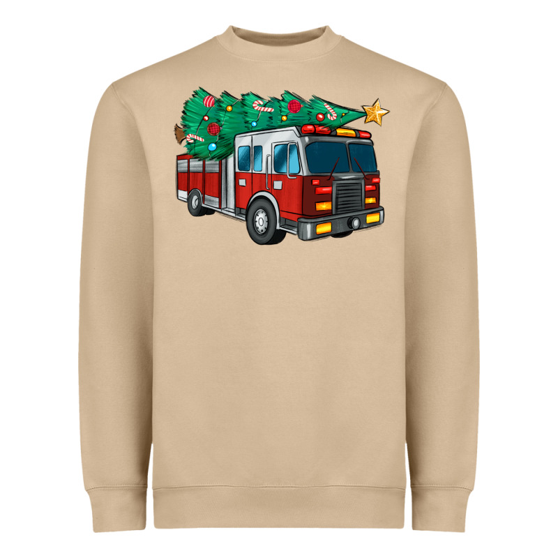 Christmas Fire Truck Heavyweight Sweatshirt by MaliasSmallBusiness | Teevron