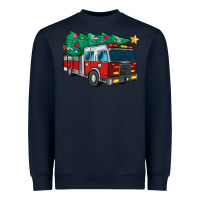 Navy christmas fire truck Heavyweight Sweatshirt - MaliasSmallBusiness