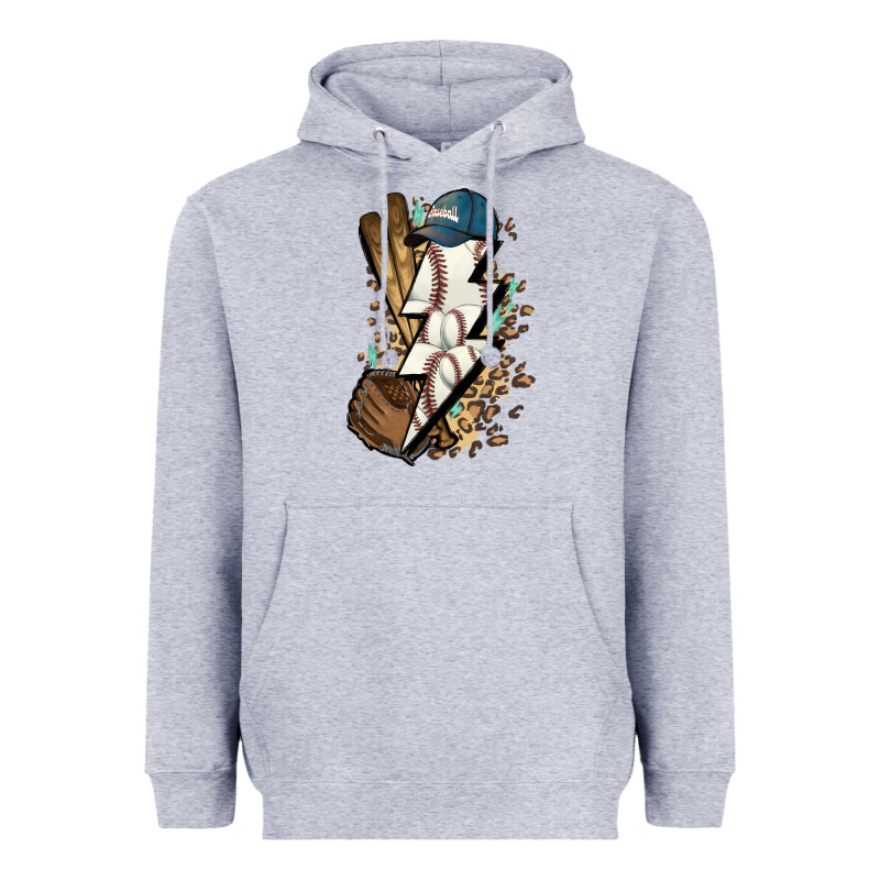 Lightning Bolt Baseball Heavyweight Hoodie by HowdyJamesFarm | Teevron